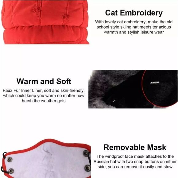 Windproof Men Women Warm Trapper Hat Winter Russian Hats with Mask Ushanka Hat - Picture 8 of 9